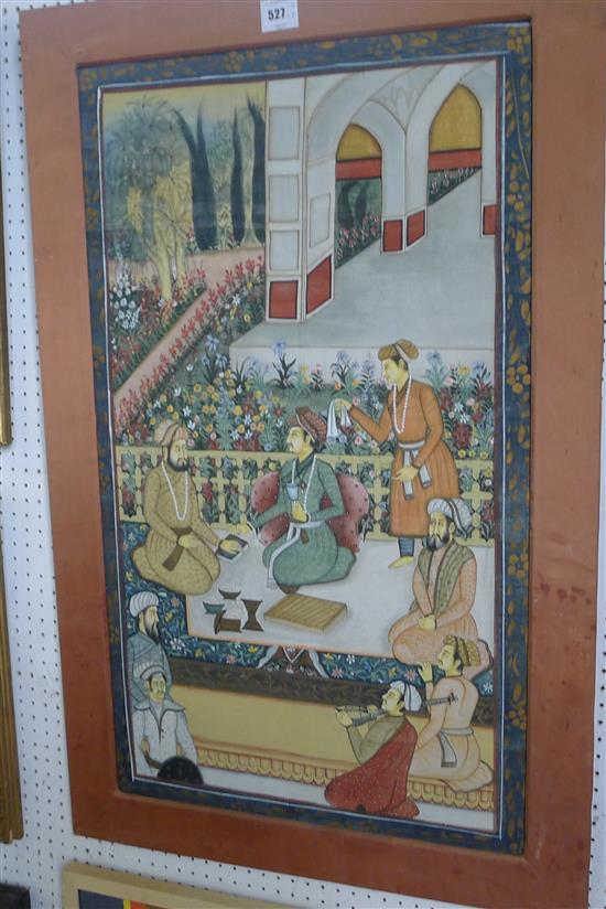 Persian School, painting of figures in a garden(-)